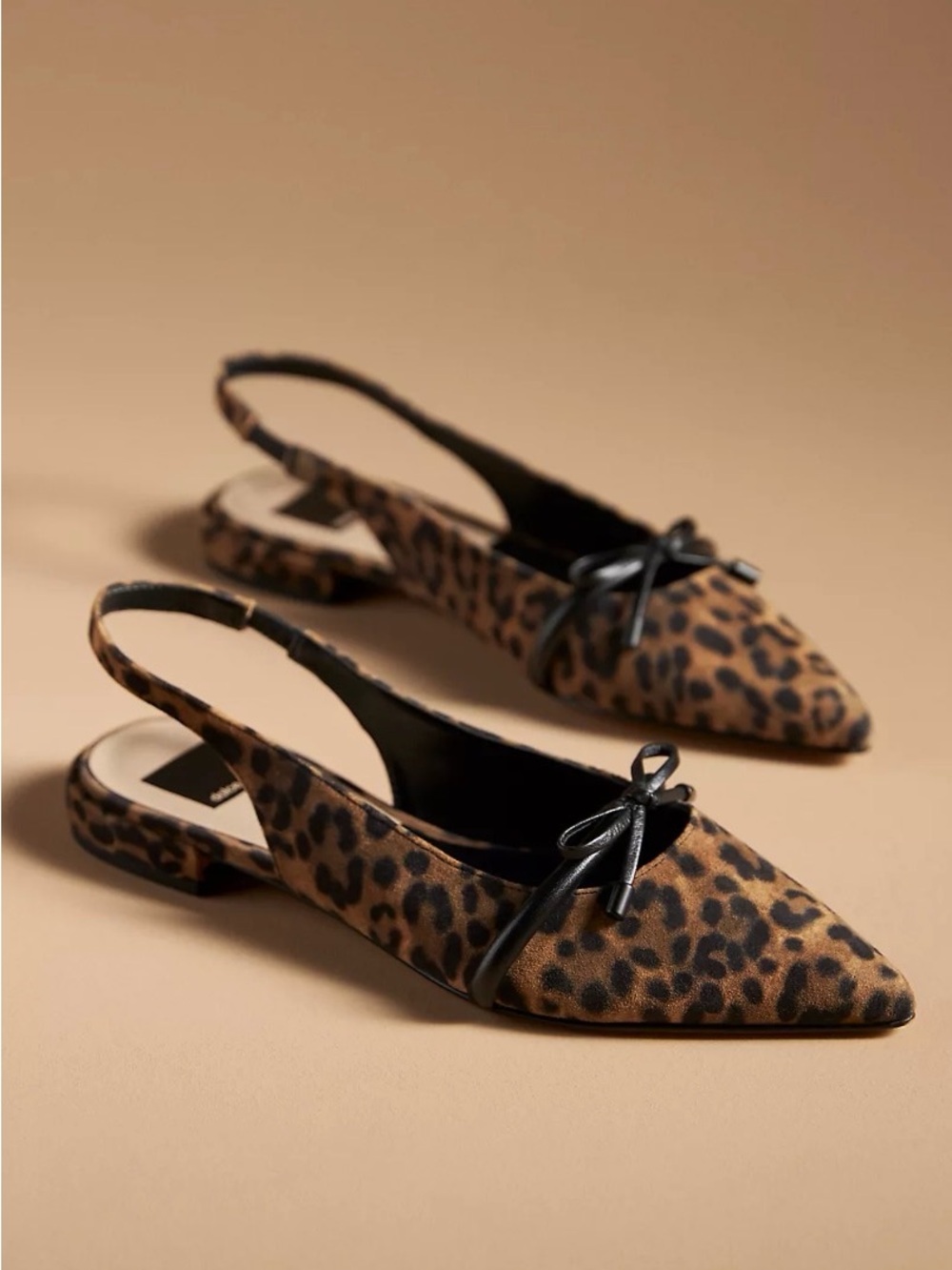 Dolce Vita Leopard Print Pointed Slingback Flats in Brown and Black